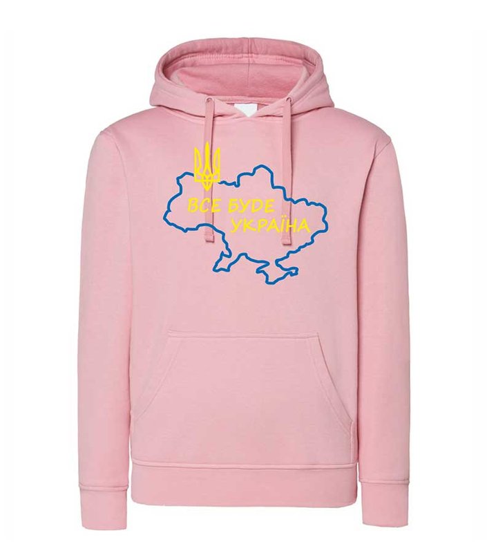 Damska bluza z kapturem "Wszystko będzie Ukrainą", kolor różowy, S