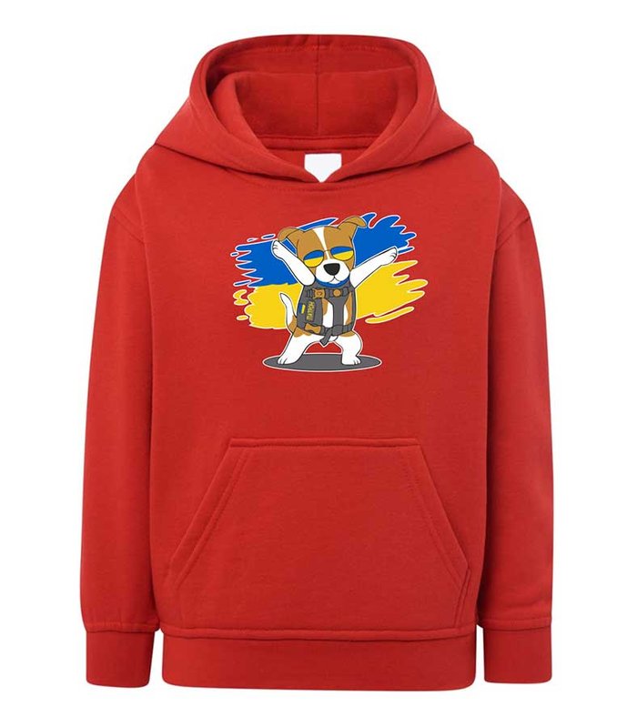 Hoodie for a boy Dog Patron , red, 7-8 years old