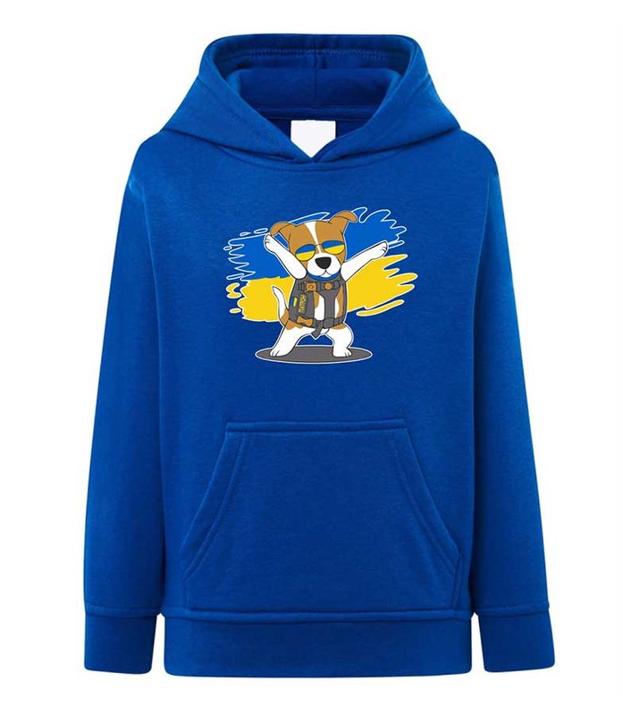 Hoodie for a girl Dog Patron , blue, 7-8 years old