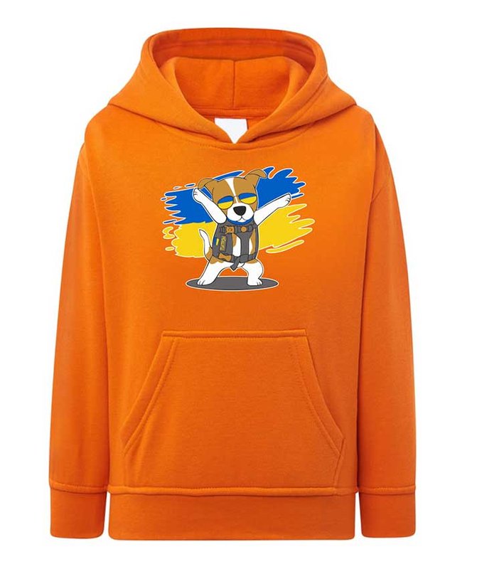 Hoodie for a boy Dog Patron , orange, 7-8 years old