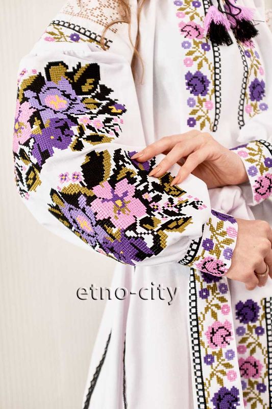 Жіноче плаття вишиванка Французькі Квіти - фіолетові, 40