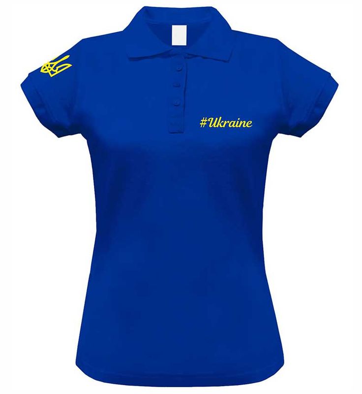 Women's polo shirt Etno-City Ukraine Blue - yellow embroidery, S