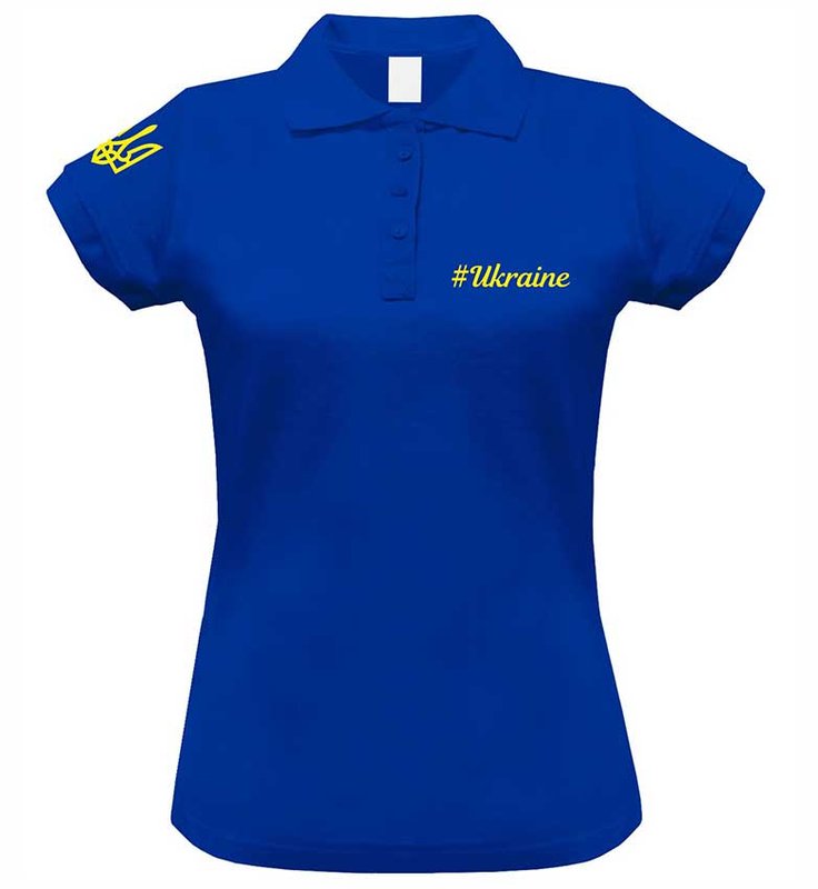 Women's polo shirt Etno-City Ukraine Blue - yellow embroidery, S