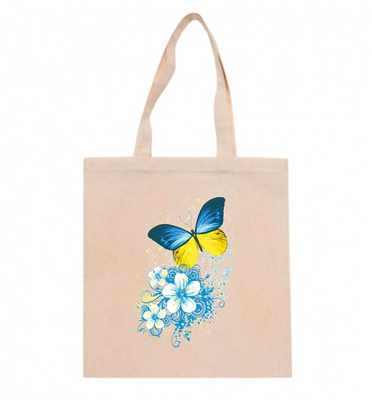 Cotton bag YARA Butterflies with long handles