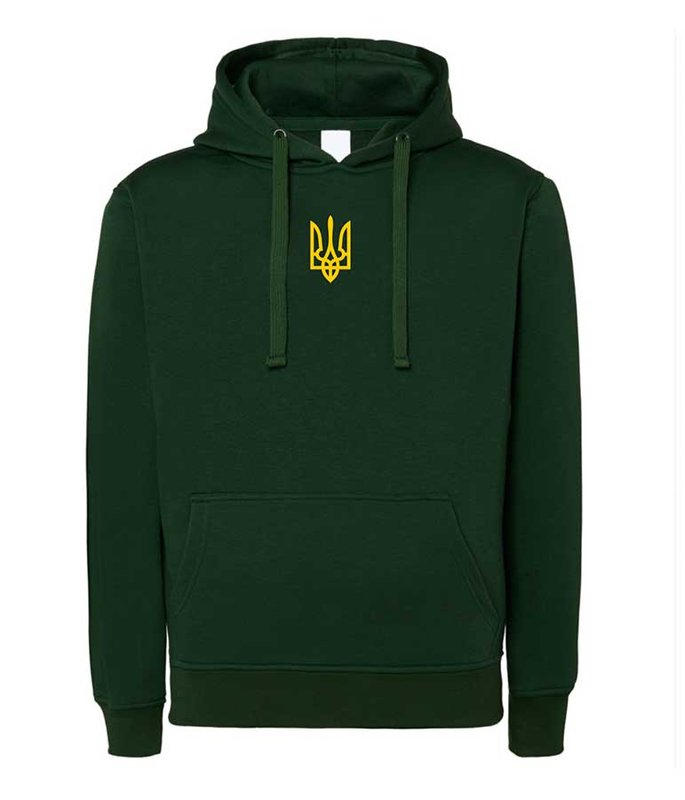 Women's hoodie Trident embroidered, dark green color, S