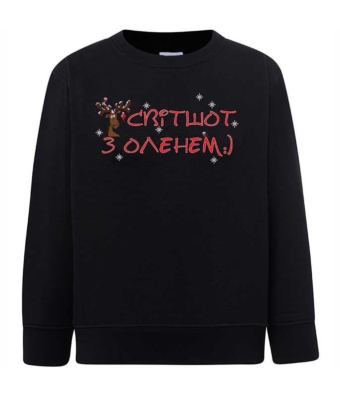 Sweatshirt (sweater) for girls With Deer, black, 92/98cm
