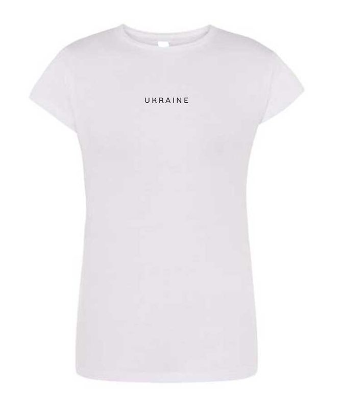 Жіноча футболка з вишитим Ukraine, біла, S