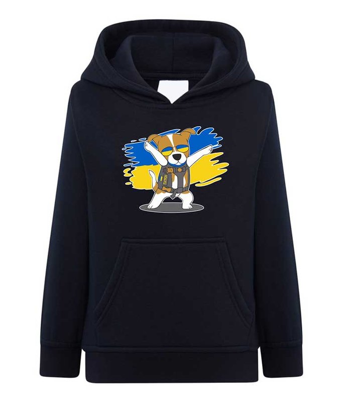 Hoodie for a girl "Pes Patron", dark blue, 7-8 years old