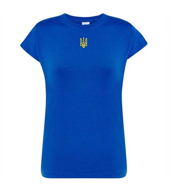 Жіноча футболка з вишитим Тризубом, синя, S