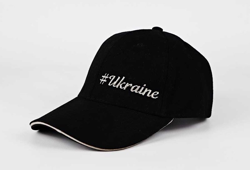 #Ukraine baseball cap, black with a white stripe, One Size