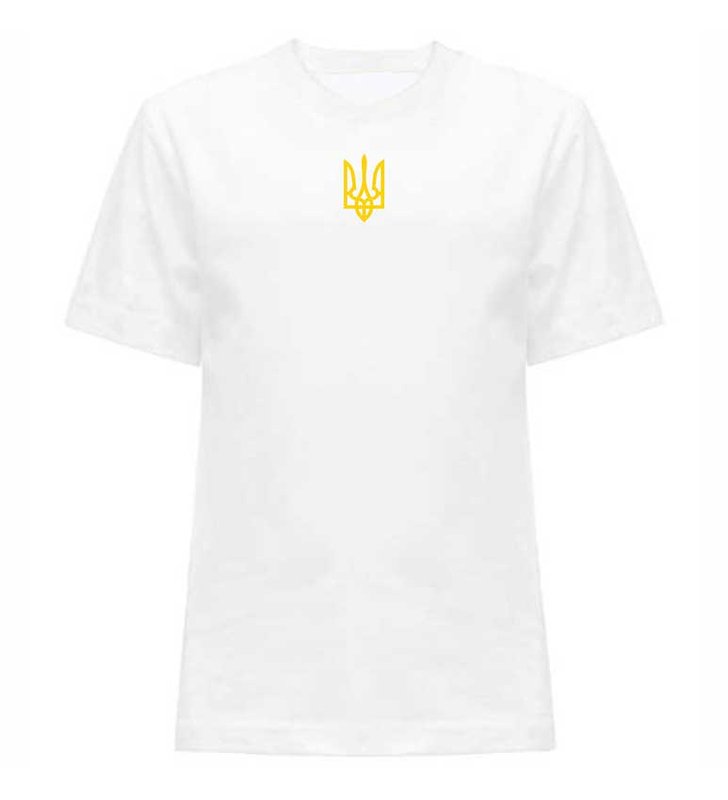 T-shirt dla chłopca z wyhaftowanym trójzębem, biały, 3-4 years