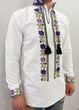 Men's embroidered French flowers purple - long sleeve