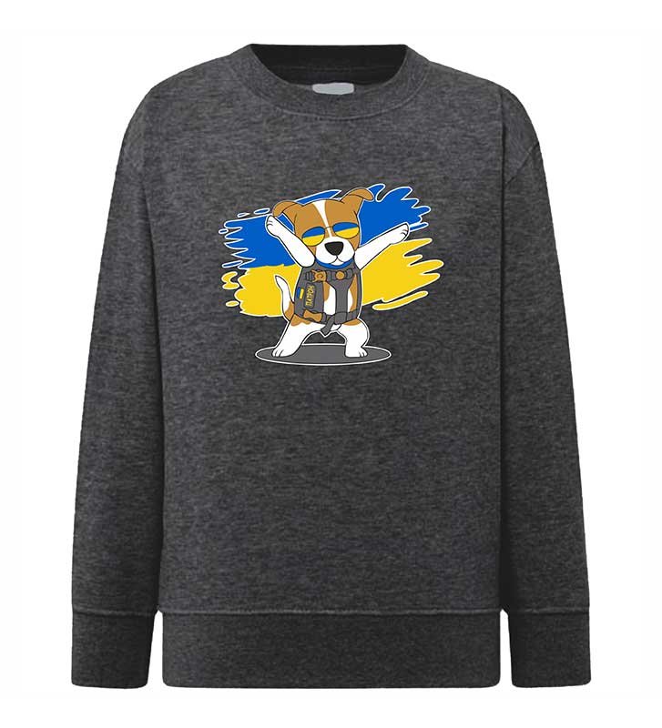 Sweatshirt (sweater) for girls Patron dog, graphite, 92/98cm