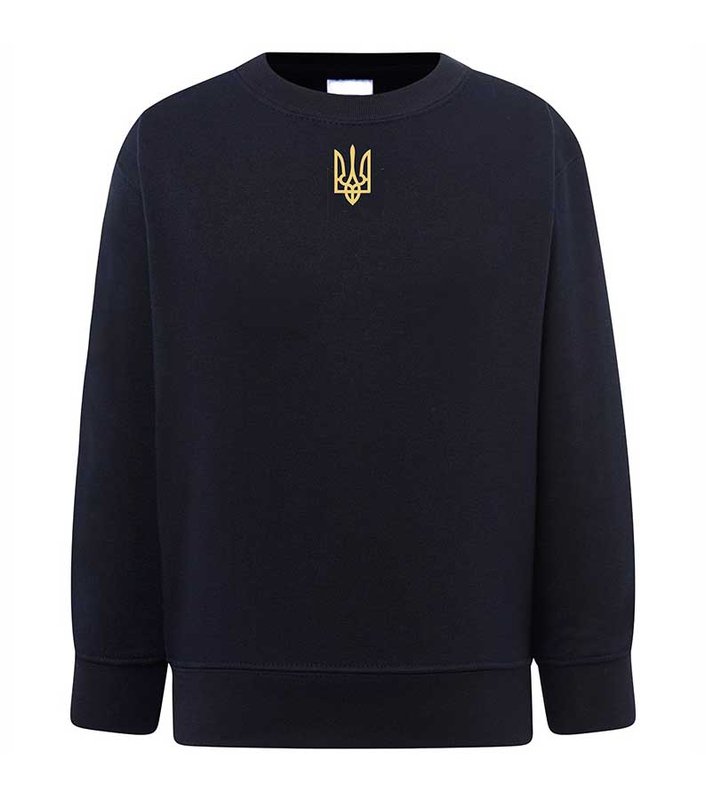 Trident embroidered sweatshirt (sweater) for girls, dark blue, 92/98cm