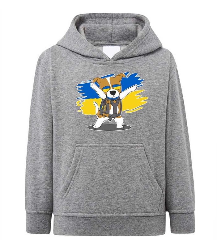 Hoodie for a boy Dog Patron , dark gray, 7-8 years old