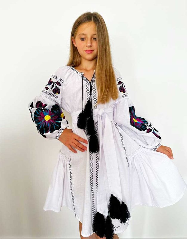 Sukienka z haftem dla dziewczynki Malva, 140/146 cm