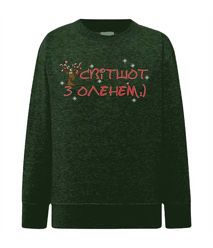Sweatshirt (sweater) for girls With Deer, khaki, 92/98cm