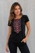 Women's embroidered T-shirt: "Red ornament", black, S
