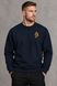 Men's dark blue three-thread fleece sweatshirt with lion embroidery, XS
