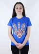 Жіноча футболка з принтом «Тризуб вишиванка», синя, M