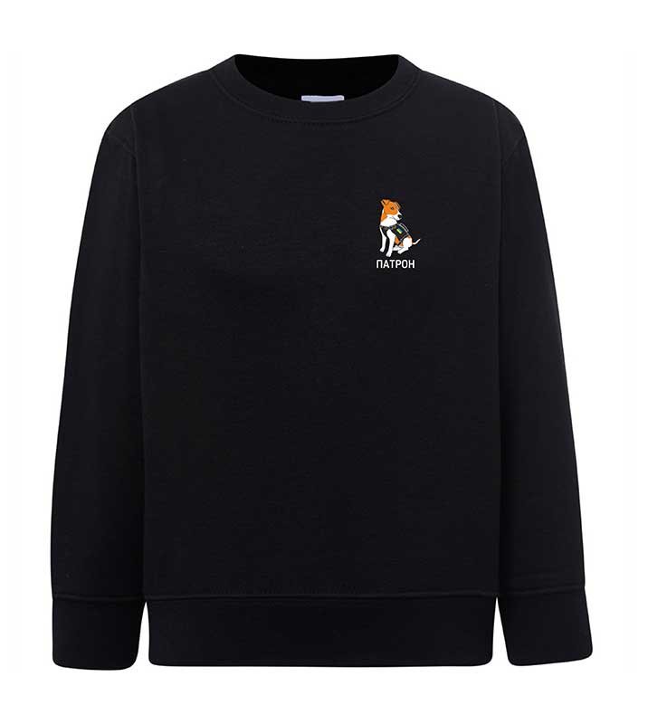 Bluza (sweter) dla dziewczynki Pies Patron, czarny z haftem, 104/110cm