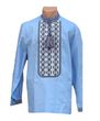Vitalina blue embroidered shirt for men - long sleeve, M
