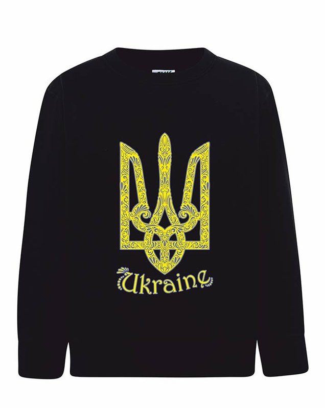 Свитшот (кофта) для девочек Тризуб Ukraine, черный, 92/98 см