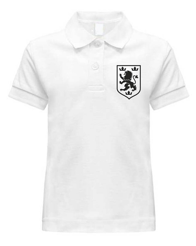 Вышитая футболка поло Галицкий Лев, белая с черной вышивкой, 3-4 роки