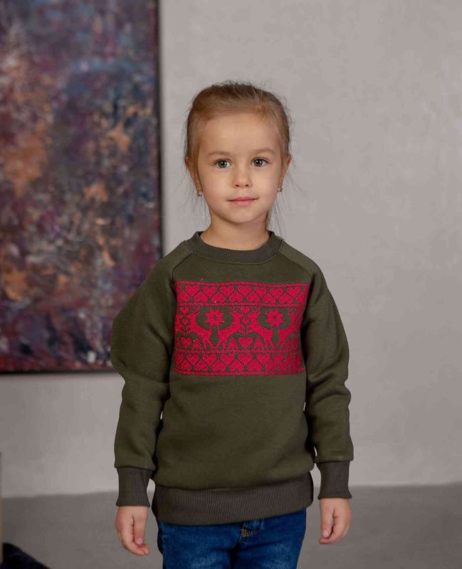 Sweatshirt for girls "Olenyatko" Khaki, 92/98cm