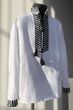 Men's embroidered shirt Fern flower white - long sleeve, M