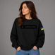 Women's black sweatshirt with "UKRAINE" lettering, the coat of arms, and the flag., XS