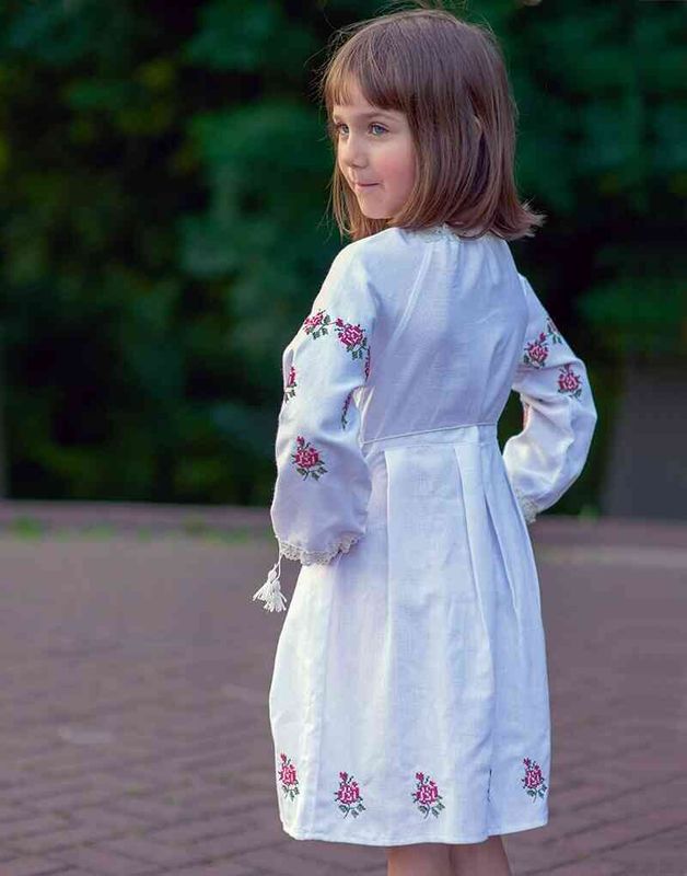 Дитяча вишита сукня: «КВІТКОВА НІЖНІСТЬ», лляна, 80/86  см