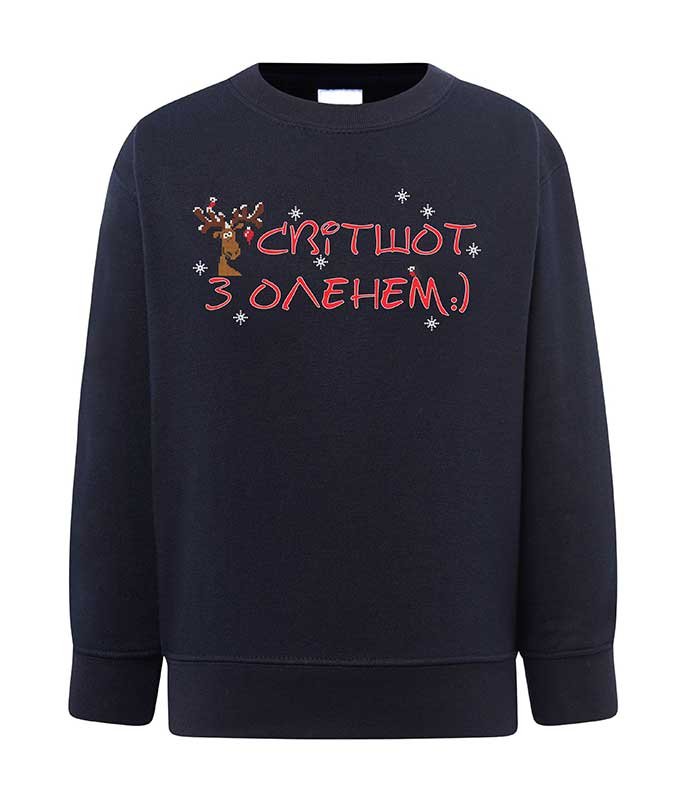 Sweatshirt (sweater) for girls With Deer, dark blue, 92/98cm