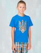 Футболка для хлопчика Тризуб вишиванка синя, 7-8 lat