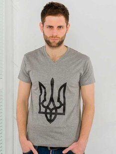 Чоловіча патріотична футболка: &laquo;ТРИЗУБ&raquo;, сіра, S