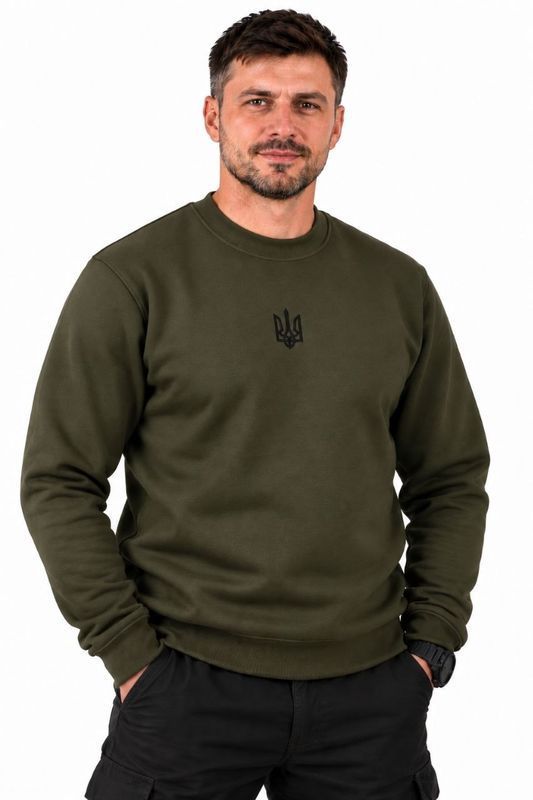Men's jacket (sweatshirt) Trident embroidered, khaki, M