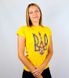 Жіноча футболка з принтом «Тризуб вишиванка», жовта, S