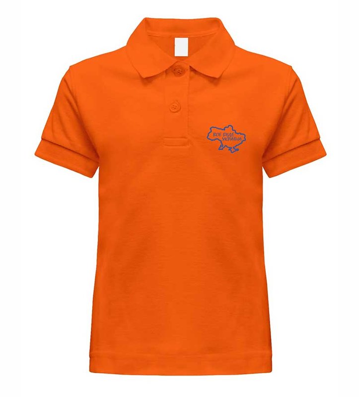 Polo with Blue Embroidery EVERYTHING WILL BE UKRAINE for Girls, Orange, 5-6 years old