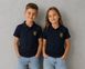 Unisex dark blue children's polo shirt with patriotic Tryzub embroidery, 3-4 years