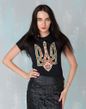Women's t-shirt with "Embroidered Trident" print, black, S
