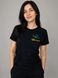 Women's black cotton T-shirt with patriotic embroidery, XS