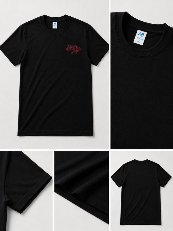Men's black T-shirt with a patriotic black-and-red embroidered "Map of Ukraine" print., XS
