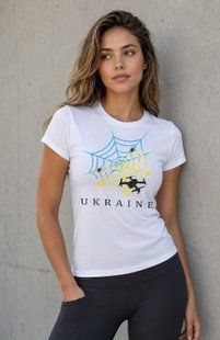 Жіноча футболка &laquo;Павутина&raquo;, біла, 100% бавовна, S
