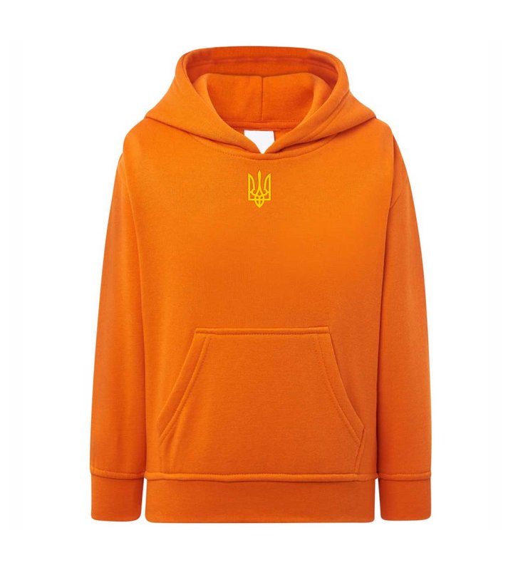 Trident embroidered hoodie for girls, orange, 7-8 years old