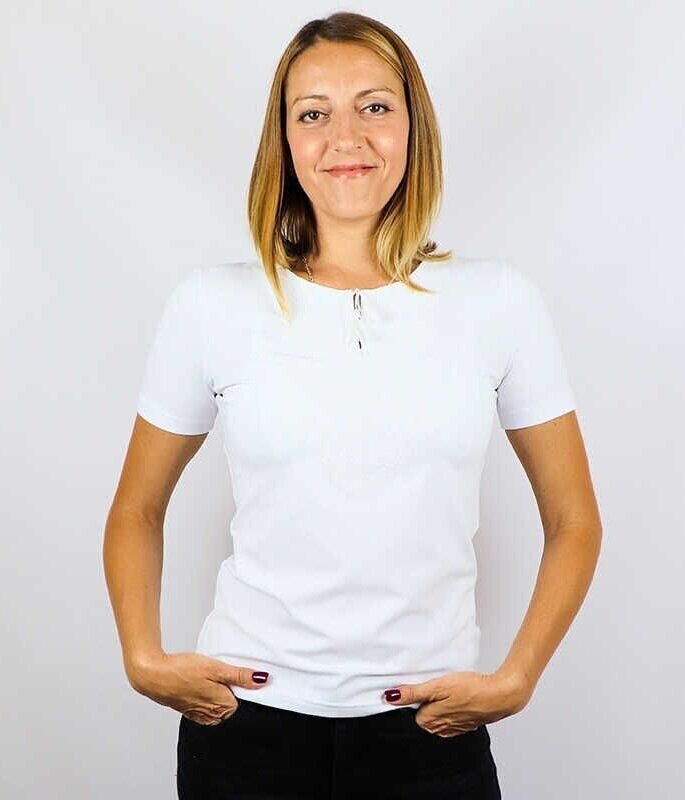Жіноча вишита футболка Сокальська біла з білою вишивкою, S