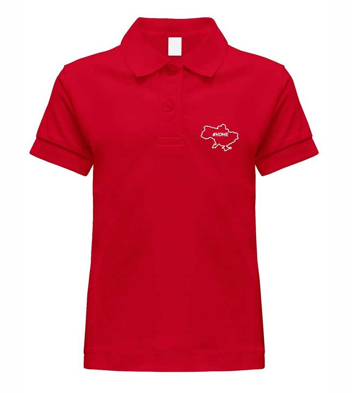 Polo with white embroidery #HOME for a boy, red, 3-4 years