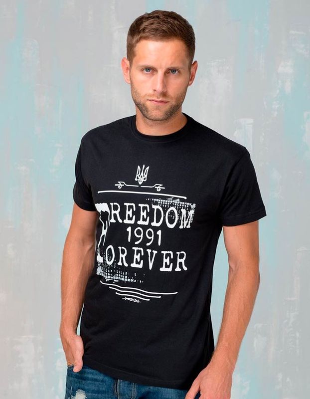 Freedom Patriotic T-Shirt for Men, Black, S