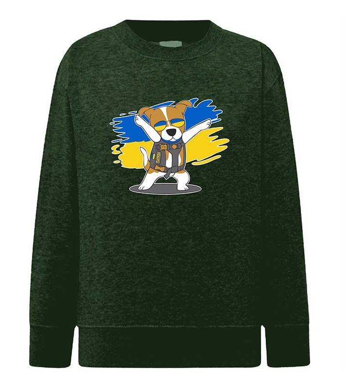 Sweatshirt (sweater) for girls Patron dog, khaki, 92/98cm