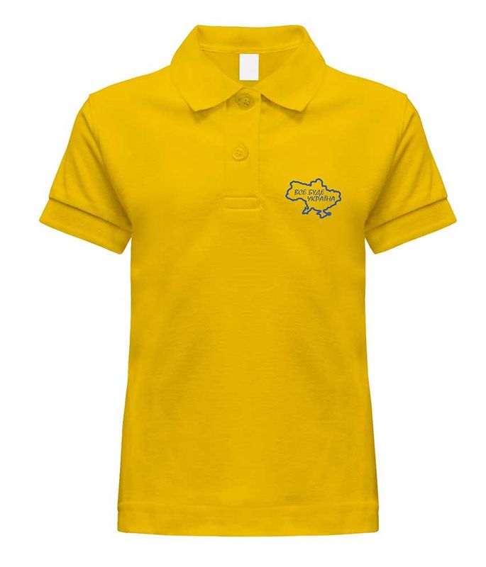 Polo with EVERYTHING WILL BE UKRAINE embroidery for girls, yellow, 5-6 years old