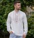 Men's embroidered shirt "Embroidered Paths" (milky-white linen), 42